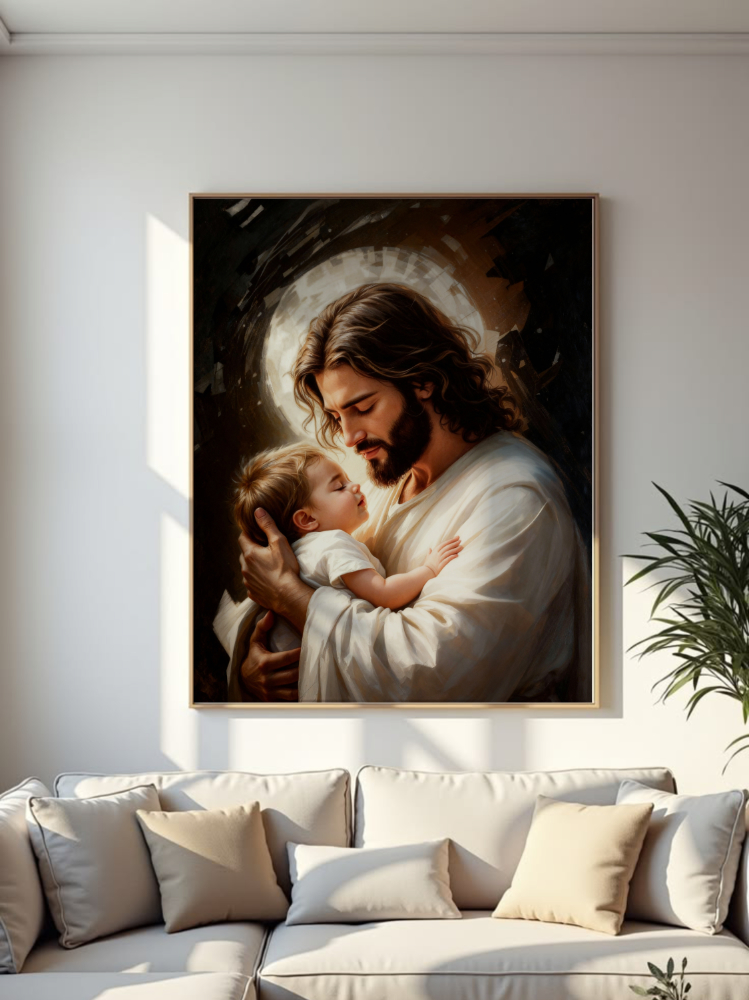 Jesus Holding Child Digital Download | Christian Wall Art | Religious Home Decor | Printable Faith Artwork