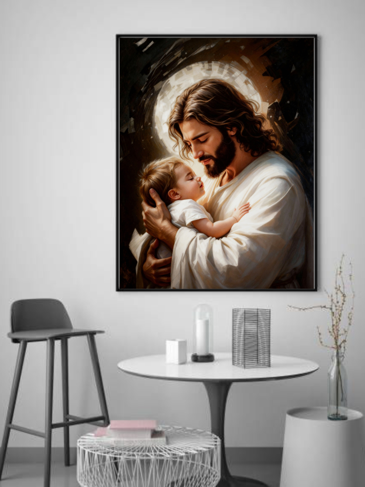 Jesus Holding Child Digital Download | Christian Wall Art | Religious Home Decor | Printable Faith Artwork