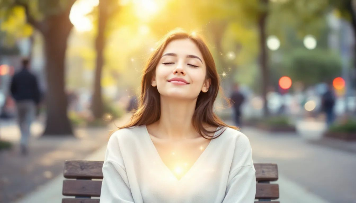 Mindfulness and Meditation in Everyday Life: Cultivating Presence for Profound Peace Person practicing mindfulness and meditation in everyday life on a park bench.