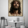 Jesus Christ with Crown of Thorns – Realistic Oil Painting Style – Printable Digital Wall Art