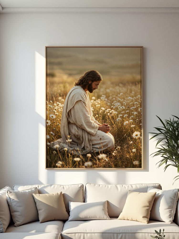 High Quality Jesus Praying in Meadow Digital Art 30x40 PDF File1 Jesus Praying in Meadow Digital Art | 30x40 PDF File