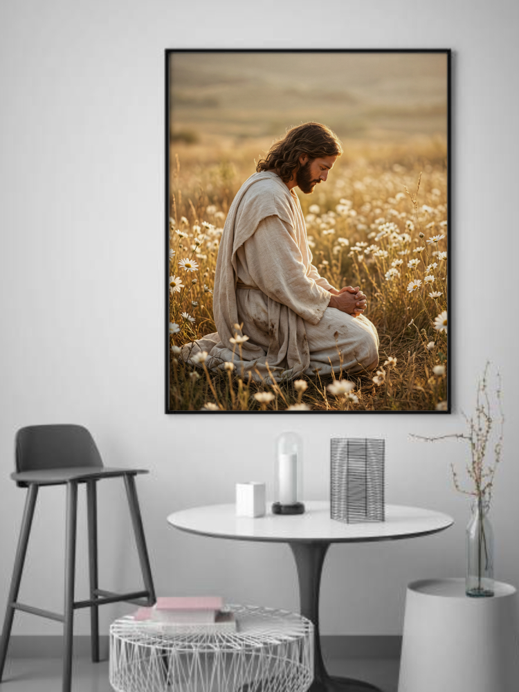 High Quality Jesus Praying in Meadow Digital Art 30x40 PDF File2 Jesus Praying in Meadow Digital Art | 30x40 PDF File