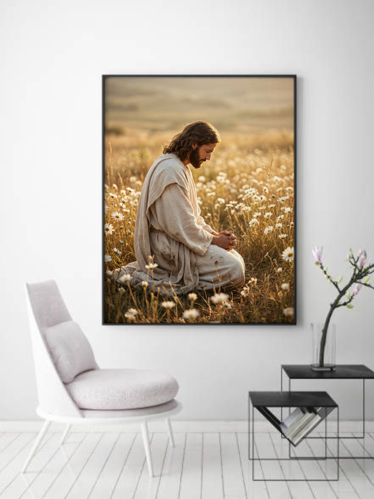 High Quality Jesus Praying in Meadow Digital Art 30x40 PDF File3 Jesus Praying in Meadow Digital Art | 30x40 PDF File