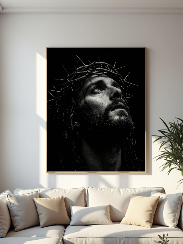 High Quality Jesus Crown of Thorns Black and White Art | 30x40 PDF