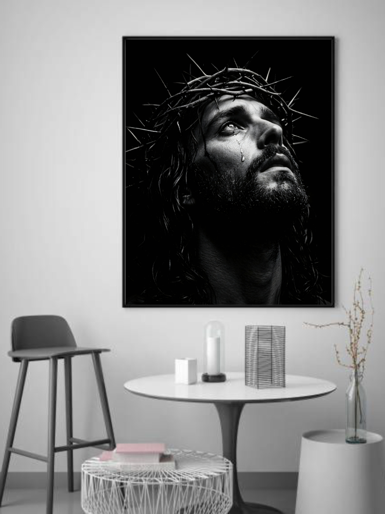 High Quality Jesus Crown of Thorns Black and White Art | 30x40 PDF