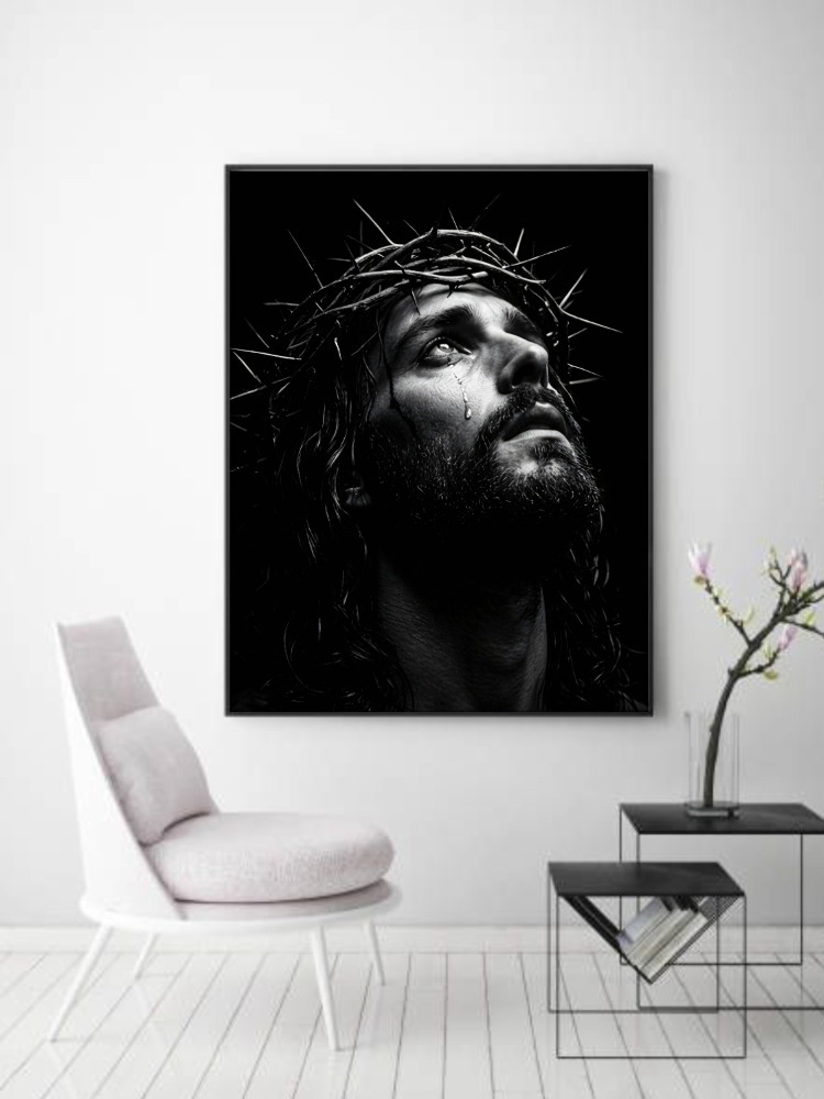 High Quality Jesus Crown of Thorns Black and White Art | 30x40 PDF