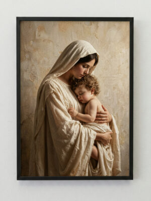 The Infinite Bond Mother Mary and Infant Jesus Digital Portrait