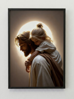 The Shepherd’s Strength Jesus and Child 30x40 Digital Wall Art